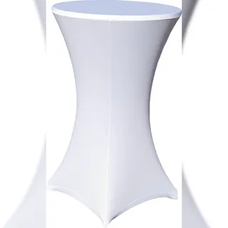 EXKLUSIV HEIMTEXTIL Stehtischhusse Stretch für Bistrotisch mit 4 Fußlaschen elastisch Ø 60-65x110-120 cm Weiß