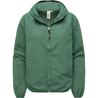 Ragwear Damen, Leichte Übergangsjacke Sommerjacke kurz mit Kapuze Vinzie B YOUMODO Pine Green Gr. XS (34), grün, 100% Nylon, lässig geschnitten hüftlang, Ärmel ohne Ärmelschlitz elastischer Bund Gummizug, Jacken Outdoorjacke, mit