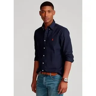 Polo Ralph Lauren für Herren. 710772290002 Custom Fit Oxford Hemd navy (XL), Lässig, Baumwolle, Langarm, Marine
