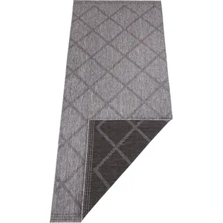 Northrugs In- Outdoor Teppich Corsica Wendeteppich Wetterfest Modern Geometrisches Muster Läufer für Balkon Terrasse Garten Wintergarten Wohnzimmerteppich Wasserfest Schwarz Anthrazit