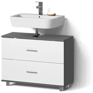 livinity Livinity® Waschbeckenunterschrank Eisak, 80 x 60.8 cm, Anthrazit/Weiß/Weiß - Weiß, Grau