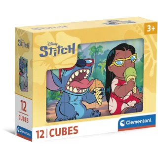 Clementoni Stitch 12 Würfel Puzzle Kinder - Geschicklichkeitsspiel für Kinder ab 3 Jahren - Sensorik- & Motorikspielzeug von Clementoni 41347