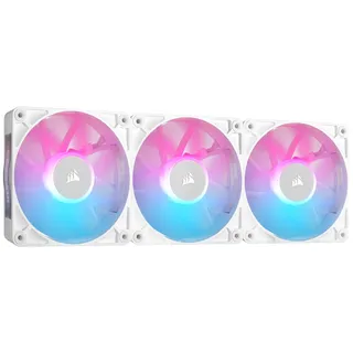 Corsair iCUE LINK RX120 RGB 120mm PWM-Lüfters mit iCUE LINK System Hub - Magnetisches Kuppellager - Dreierpack - Weiß