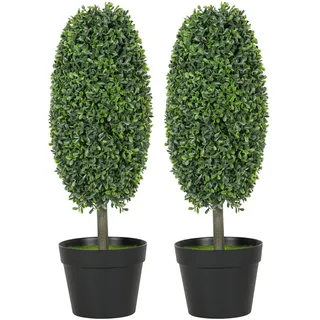 Homcom Künstliche Buchsbaum 60 cm Kunstpflanze im Olivenform, Dekoration , Kunststoff , 60 cm , Dekoration, Blumen & Blumentöpfe, Kunstpflanzen