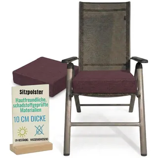 Pillows24 - Ergonomisches Sitzkissen Outdoor - 2x [ 40x40x10 cm ] in Pflaume - Waschbar Sitzerhöhung mit Reißverschluss für Gartenmöbel Stuhl - Violett