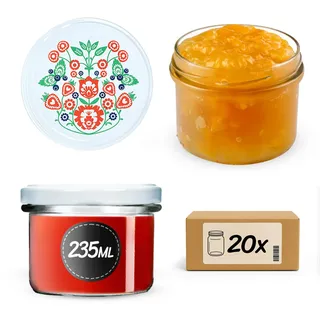 KADAX 20st Einmachgläser mit Schraubdeckel, 235 ml Gläser fi82, Einmachglas Klein, Marmeladengläser mit Deckel, Luftdichte Gläschen zum Verschenken, Schraubgläser (Folklore)