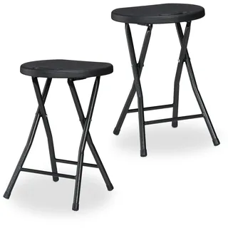 Relaxdays Klapphocker 2er Set Kunststoff 31 x 46 x 30 cm Schwarz