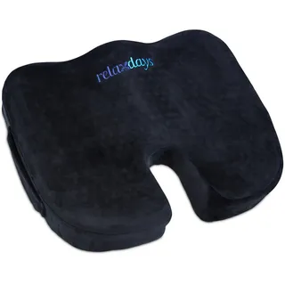 Relaxdays Sitzkissen Schwarz Gel Memoryschaum 7x46x36 cm , Kunststoff, Textil , 46x7x36 cm , Heimtextilien, Wohntextilien, Sitzkissen