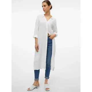 Vero Moda Hemdblusenkleid »VMLINN LOOSE CALF SHIRT WVN NOOS«, weiß