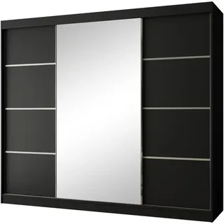beautysofa Schiebetürenschrank PACO 250 x 215 x 61 cm Schwarz