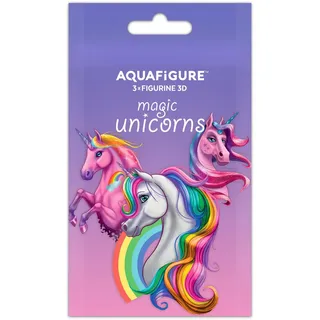 Aquafigure Unicorns, Set mit 3 austauschbaren 3D-Figuren mit Einhorn-Motiven, Einsätze aus lebensmittelechtem PET, spülmaschinenfest, kompatibel mit Aquafigure wiederverwendbaren Trinkflaschen 330 ml