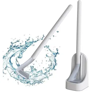 Silikon Golf-Bürste, lange Stahl-Bürstenkopf, flexibel, für die Dusche - Wandmontage - ohne Bohren - Weiß