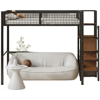 Okwish Hochbett 140 x 200 cm Metall schwarz