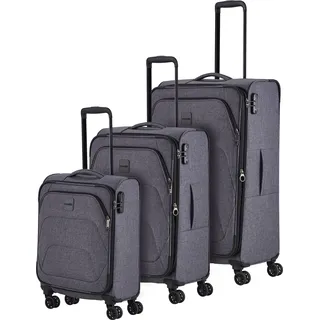 Travelite ADRIA 3er Set Weichgepäck Trolley 4-Rad Koffer 3tlg. 080240, Farbe:Anthrazit - Grau