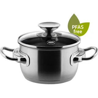 Kochtopf mit Glasdeckel 16, 20 oder 24 cm, Edelstahl, poliert - Injoy® PFAS-frei