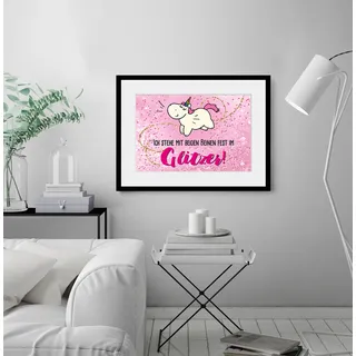 Bild QUEENCE "Glitzer", rosa (farbe rahmen: schwarz, farbe bild(er): rosa, pink), B:50cm H:40cm, Acrylglas, Holz, Papier, Bilder, Bild, HD Premium Poster-Druck inkl. Holzrahmen