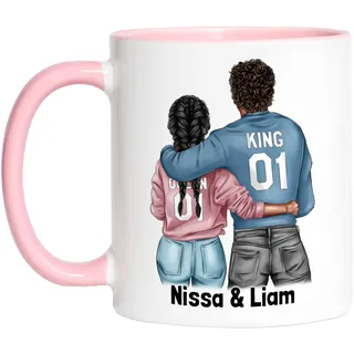 Kiddle-Design Paar-Tasse Valentinstag Rosa Personalisiert Namen Jahrestag Geschenk Hochzeitstag Pärchen Freund Freundin Individuell Valentinstag Rosa