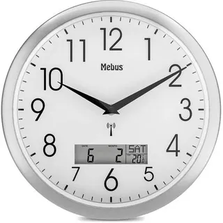 Weißes Radiowanduhr 29cm mit LCD-Anzeige