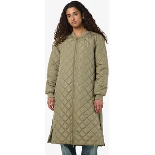 Steppmantel NOISY MAY "NMGILLY QUILTED COAT FWD NOOS", Damen, Gr. M (38), mermaid, Steppware, Obermaterial: 100% Polyester, unifarben, knieumspielend, Rippbündchen, Mäntel Steppmantel
