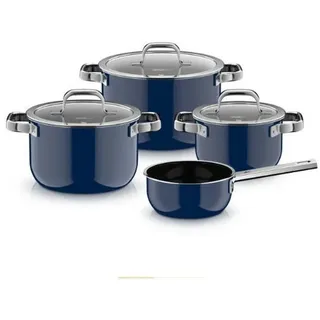 WMF Kochtopfset , Dunkelblau , Metall , 4-teilig , 24 cm,20 cm,16 cm , 3 l,5 l,3 l , 30x33x60 cm , Made in Germany , backofengeeignet,backofengeeignet , Kochgeschirr, Töpfe, Topfsets