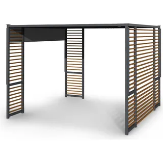 Blumfeldt Pergola, Pavillons Wasserdicht, Stabil & Winterfest, Windichte Aluminium Pergola Freistehend, Terrassenüberdachung Gazebo, Metall-Pavillon mit 1,5W Solar-LEDs, UV50+, Pergola 3x3 m - Grau