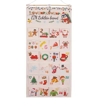 JOFONY 2025 Adventskalender zum Befüllen aus Stoff, Wiederverwendbar Weihnachten Wandkalender mit 24 Stoffbeutel, Weihnachtskalender zum Aufhängen für Geschenksäckchen