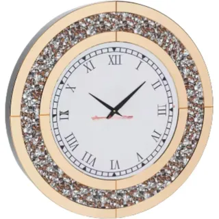 Opulence Elegante Wanduhr – Gold – Runder Spiegel – 80 cm – Ohne Beleuchtung – Wohnzimmer - Schwarz