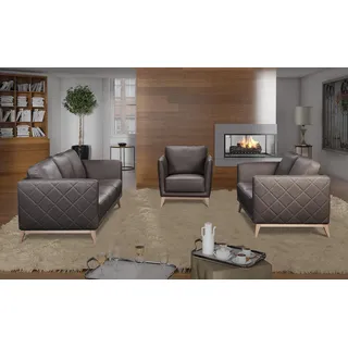Leder Design Couch Polster Sitz 3+1+1 Garnitur Sofa Garnituren Kunstleder Sofas