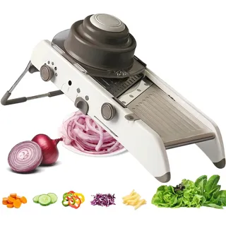 All-in-One-Gemüseschneider Verstellbar, Multifunktionaler Gemüsehobel Verstellbar mit Eingebauter Klinge aus Edelstahl für Präzises Schneiden, als Gemüsehobel, Mandoline Slicer oder Kartoffelhobel