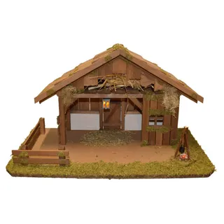 Alfred Kolbe Krippe »Krippenstall ohne Trafo« mit Laterne, Lagerfeuer, braun