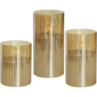 LED Kerzenset Lafiora Glas mit Wachskerze Timer 3er-Set