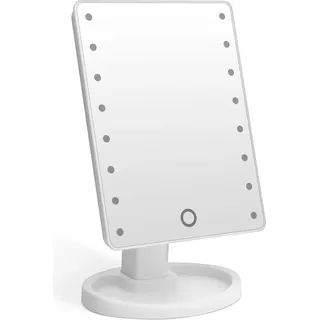 Schminkspiegel mit LED Beleuchtung - Standspiegel - Kosmetik / Schminkspiegel - Rasierspiegel - Batteriebetrieben - Schönes Geschenk - Weiß