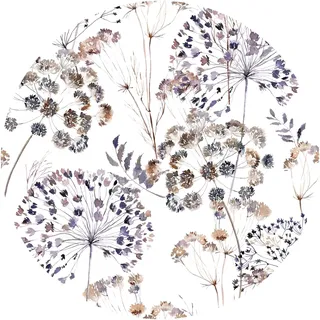 Ambiance Sticker Vliestapete, vorgeklebt, riesige Wandbilder, Blumen, Landhaus, Vintage, Aquarell, weiß, H90 x L90 cm