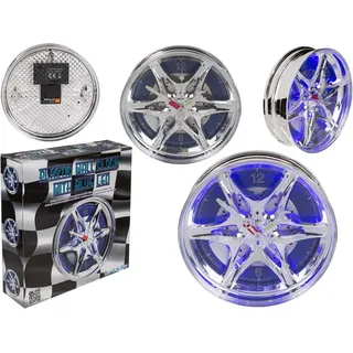 OOTB Wanduhr Felge mit blauer LED D: ca. 27 cm - Blau