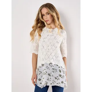 Apricot Tunikashirt "Gestrickte Palmendruck Tunika", weiß