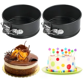 Peelanmall 2 Stück Springform 12cm, Mini Backformen, Springform Cake Pans, Mini Kuchenbackformen mit Antihaftbeschichtung, Gleichmäßige Bräunung, Backform, für Kuchen, Pizza und Pfannkuchen (Rund)