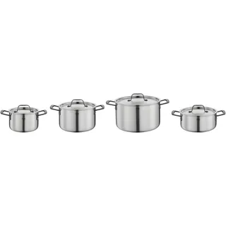 Spring Topf-Set GOURMET, 4-teilig, Mehrschichtige Töpfe mit Deckel aus Edelstahl, Backofengeeignet, Mit Innenskalierung, Kochtopf Ø 16, 20, 24 cm, Bratentopf Ø 20 cm, Schwarz