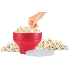 BEPER C106CAS002 Popcorn Maker Mikrowelle mit Klappschüssel und Deckel - Popcorn Schüssel, Rot