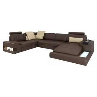 Design Ecksofa U-form Bettfunktion Couch Kunstleder Sofas Schlafsofa Stoff Neu - Dunkelbraun