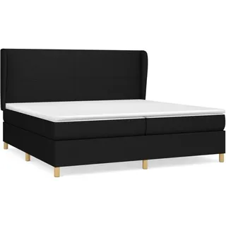 vidaXL Boxspringbett mit Matratze Schwarz 200x200 cm Stoff - Schwarz