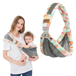 IULONEE Tragetuch Baby Babytrage Neugeborene Ab Geburt Verstellbare Babytrage Auf Einer Schulter Ergonomische Praktische Tragegurt Tragbar Baby Tragegurt Für Babys Von 6 Bis 36 Monaten (Buntes)