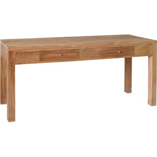 Teako Design Teak Konsolentisch Hestral 150x45cm - Massivholz Schreibtisch mit 2 Schubladen - Wetterfest & FLEGT- - Beige