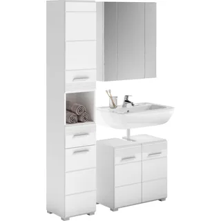 INOSIGN »Malmö, 3 teilig, bestehend aus:«, (Set, 3 St.), Hochschrank, Waschbeckenunterschrank, Spiegel, weiß