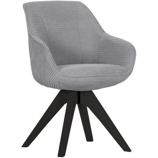 Landscape Armlehnstuhl , Schwarz, Hellgrau , Textil , Eiche , massiv , Uni , eckig , 60x83x65 cm , Stoffauswahl, Typenauswahl, Sitzfläche 360° drehbar , Esszimmer, Stühle, Polsterstühle