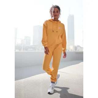 Buffalo Kapuzenpullover mit Kontraststickerei und seitliche Taschen, orange