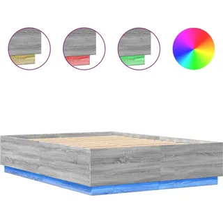 vidaXL Bettgestell mit LED Grau Sonoma 120x200 cm Holzwerkstoff - Grau