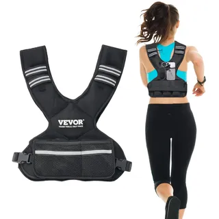 Vevor verstellbare Gewichtsweste 5-9,1 kg, mit 6 Ironsand-Gewichten & reflektierendem Streifen, Körpergewichtswesten-Trainingsset für Männer & Frauen, Trainingsgerät für Krafttraining Laufen