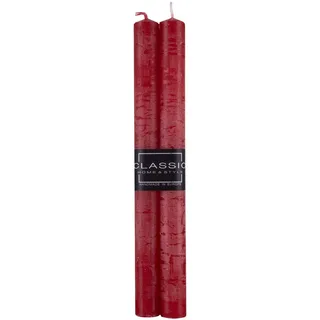 DONAU HOME Tafelkerze Rustic Classic/Paraffinkerze/ 22x250mm/ 4 Stück/Rot/Stumpenkerzen Rustik-Kerze Set/Deko Kerzen Wachskerze/Zur Dekoration
