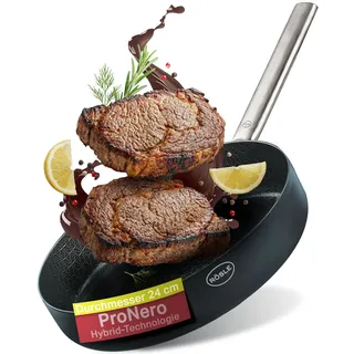 RÖSLE EBONIC Pfanne 24 cm Induktion – Bratpfanne 24cm mit ProNero Keramik Antihaftbeschichtung & Wabenstruktur – PFAS-freie Antihaft Pfanne – 3-Schicht Mehrschichtmaterial – für alle Herdarten