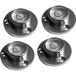 Set mit 4 runden Wasserwaagen mit Aluminiumgehäuse (30x20x12 mm, silber)